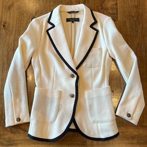 RAG & BONE Bromley Cream Black Wool Knit Blazer S